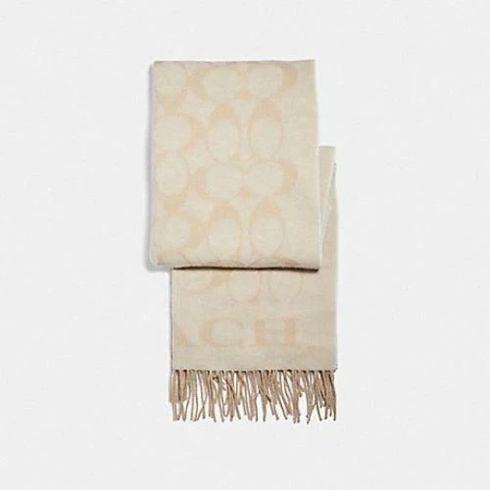 NEW Coach F77673 Signature C Muffler Scarf Vanilla Made in Italy MSRP $175